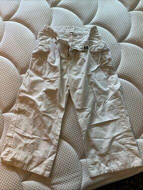 Free People Soft Cream Linen-Texture Pull-On Pants